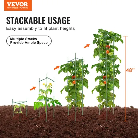 6 Packs Tomato Cages for Garden, 48 inch Tomato Trellis Plant Stakes Support, Stackable Tall Plant Support Cage, for Raised Gard