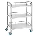 Lab Rolling Cart, 3-Shelf Stainless Steel Rolling Cart, Lab Serving Cart with Swivel Casters, Dental Utility Cart for Clinic,