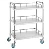 Lab Rolling Cart, 3-Shelf Stainless Steel Rolling Cart, Lab Serving Cart with Swivel Casters, Dental Utility Cart for Clinic,