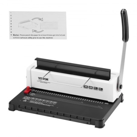 Coil Spiral Binding Machine, Manual Book Maker 34-Holes Binding 120 Sheets, Punch Binder Adjustable 3/16" - 9/16" Coil Binding