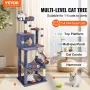 Cat Tree for Indoor Cats, 56.2" Cat Tower with Cat Condo, Sisal Scratching Post, Hammock, Top Perch, Jumping Platforms, Large Ca