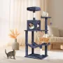 Cat Tree for Indoor Cats, 56.2" Cat Tower with Cat Condo, Sisal Scratching Post, Hammock, Top Perch, Jumping Platforms, Large Ca