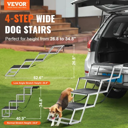 Dog Stair for Cars 4-step Folding Dog Steps Aluminum Loads up to 113.4 kg
