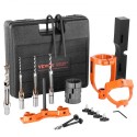 Mortiserende tilknytning til borepresse, 4 Model Drills Square Hole Chisel Set, Bench Drill Locator Set Mortise og Tenon Tools