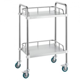 Lab Rolling Cart, 2-Shelf Stainless Steel Rolling Cart, Lab Serving Cart with Swivel Casters, Dental Utility Cart for Clinic,