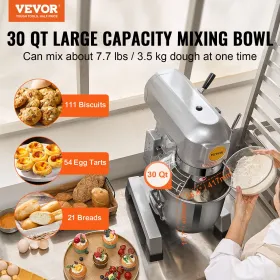 Kommerciel fødevareblander 28,5L 3-trins Stand Dough Mixer 1100W til restaurant