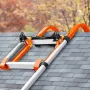 Ladder Roof Hook, 2 Pack with Wheel Heavy Duty Steel Ladder Stabilizer, Roof Ridge Extension Rubber Grip T-Bar for Damage Preven