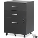 File Cabinet, 3-Drawer Wood Filing Cabinet, Locking Office Cabinet for Letter/A4 Size, File Cabinet with 5 Wheels for Home