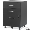 File Cabinet, 3-Drawer Wood Filing Cabinet, Locking Office Cabinet for Letter/A4 Size, File Cabinet with 5 Wheels for Home
