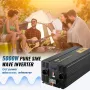 Pure Sine Wave Inverter, 5000 Watt, Power Inverter, DC 12V to AC 230V Car Inverter with LCD Display USB Port and Remote Controll
