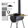 Wood Stove, 118 inch, Alloy Steel Camping Tent Stove, Portable Wood Burning Stove with Chimney Pipes & Gloves, 3000inÂ³Firebox