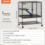 36 "Metal Small Animal Cage 2-lags rullende ilderbur med bakke