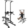 Power Tower med bænk, 10-niveau højde Justerbar Pull Up Bar Stand Dip Station & Aflarable Bench, Multi-Function Home Gym