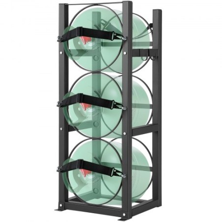 Refrigerant Tank Rack, with 3 x 30lbs Bottle Tanks, Cylinder Tank Rack 12.79x12.99x33.07 in, Refrigerant Cylinder Rack Gas