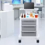 4 Tiers Lab Carts, Lab Utility Cart with 3 Drawers & 1 Top Tray, Mobile Medical Cart with ABS Material, Lab Rolling Cart with 4 