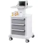 4 Tiers Lab Carts, Lab Utility Cart with 3 Drawers & 1 Top Tray, Mobile Medical Cart with ABS Material, Lab Rolling Cart with 4 
