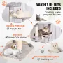 Cat Tree 182.9 cm Cat Tower with 2 Cat Condos Sisal Scratching Post Light Grey