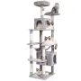 Cat Tree 182.9 cm Cat Tower with 2 Cat Condos Sisal Scratching Post Light Grey