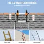 Ladder Roof Hook, 2 Pack with Fixed Wheel & Swivel Bar, Wheel Heavy Duty Steel Ladder Stabilizer, Roof Ridge Extension for Damag