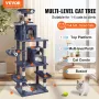 Cat Tree for Indoor Cats, 68.5" Cat Tower with 2 Cat Condos, Sisal Scratching Post, Hammock, Top Perch, Jumping Platforms, Large