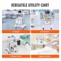 2 Tiers Lab Carts, Lab Utility Cart with 1 Drawer & 1 Top Tray, Mobile Medical Cart with ABS Material, Lab Rolling Cart with 4 S