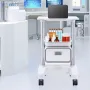 2 Tiers Lab Carts, Lab Utility Cart with 1 Drawer & 1 Top Tray, Mobile Medical Cart with ABS Material, Lab Rolling Cart with 4 S