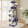 Cat Tree for Indoor Cats, 72" Cat Tower with 2 Cat Condos, Sisal Scratching Post, Hammock, Top Perch, Jumping Platforms, Large C