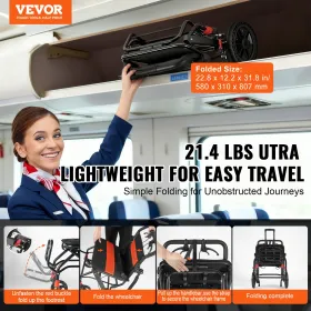 Rullestolaluminiumslegering Transportstol Foldbar 18-in W sæde 220 kg