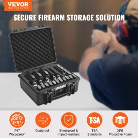 Hard Pistol Cases with Pre-cut Lining Lockable Pistol Case for 6 Pistol