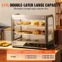 2-Tier Commercial Food Warmer Display, 850W Food Display Warmer w/ Tempered Glass and Steam Heating, 30℃~85℃ Temperature Control