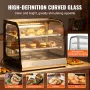 2-Tier Commercial Food Warmer Display, 850W Food Display Warmer w/ Tempered Glass and Steam Heating, 30℃~85℃ Temperature Control