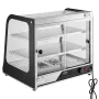 2-Tier Commercial Food Warmer Display, 850W Food Display Warmer w/ Tempered Glass and Steam Heating, 30℃~85℃ Temperature Control
