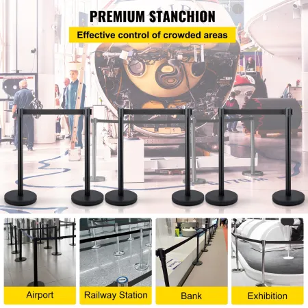 Crowd Control Stanchions, 6-Pack Crowd Control Barriers with 3PCS 6.5FT Retractable Belt, Stanchion Posts Queue Pole for Crowd C