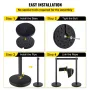 Crowd Control Stanchions, 6-Pack Crowd Control Barriers with 3PCS 6.5FT Retractable Belt, Stanchion Posts Queue Pole for Crowd C