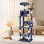Cat Tree for Indoor Cats, 63" Cat Tower with 2 Cat Condos, Sisal Scratching Post, Hammock, Top Perch, Jumping Platforms, Large C