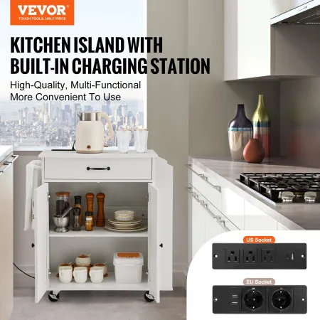 Kitchen Island Cart Rolling Storage Cabinet på hjulet med