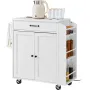 Kitchen Island Cart, 32" Mobile Carts with Storage Cabinet, Rolling Table with Power Outlet, Spice Rack, Towel Bar, Adjustable S