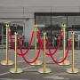 Stanchion Post with Velvet Rope, 6-Pack Crowd Control Stanchion with 4PCS 5FT Red Velvet Ropes, Stainless Steel Queue Barrier Li