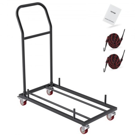 Foldestol Dolly, Iron Commercial Cart med 12 stole kapacitet, foldestole rack vogn med 4 hjul, opbevaring