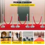 6stcs Red Rope Stanchion Silver Post Crowd Control Quey Line