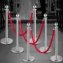 6stcs Red Rope Stanchion Silver Post Crowd Control Quey Line