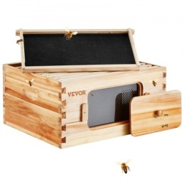 Bee Hive Deep Box Starter Kit, 100% Beeswax Coated Natural Cedar Wood, Langstroth Beehive Kit with 10 Frames and Foundations,