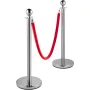 6stcs Red Rope Stanchion Silver Post Crowd Control Quey Line