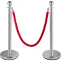 6stcs Red Rope Stanchion Silver Post Crowd Control Quey Line