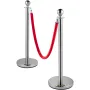 6stcs Red Rope Stanchion Silver Post Crowd Control Quey Line