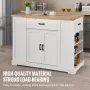 Kitchen Island Cart, 46" Wood Top Breakfast Bar with Storage Cabinet, Farmhouse Kitchen Table with Adjustable Shelf, Drawer, for