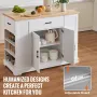 Kitchen Island Cart, 46" Wood Top Breakfast Bar with Storage Cabinet, Farmhouse Kitchen Table with Adjustable Shelf, Drawer, for
