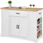 Kitchen Island Cart, 46" Wood Top Breakfast Bar with Storage Cabinet, Farmhouse Kitchen Table with Adjustable Shelf, Drawer, for