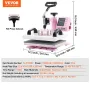 Heat Press Machine 30.5x25.4 cm 2 in 1 with Hat Press for T-Shirts Caps Pink