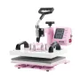 Heat Press Machine 30.5x25.4 cm 2 in 1 with Hat Press for T-Shirts Caps Pink